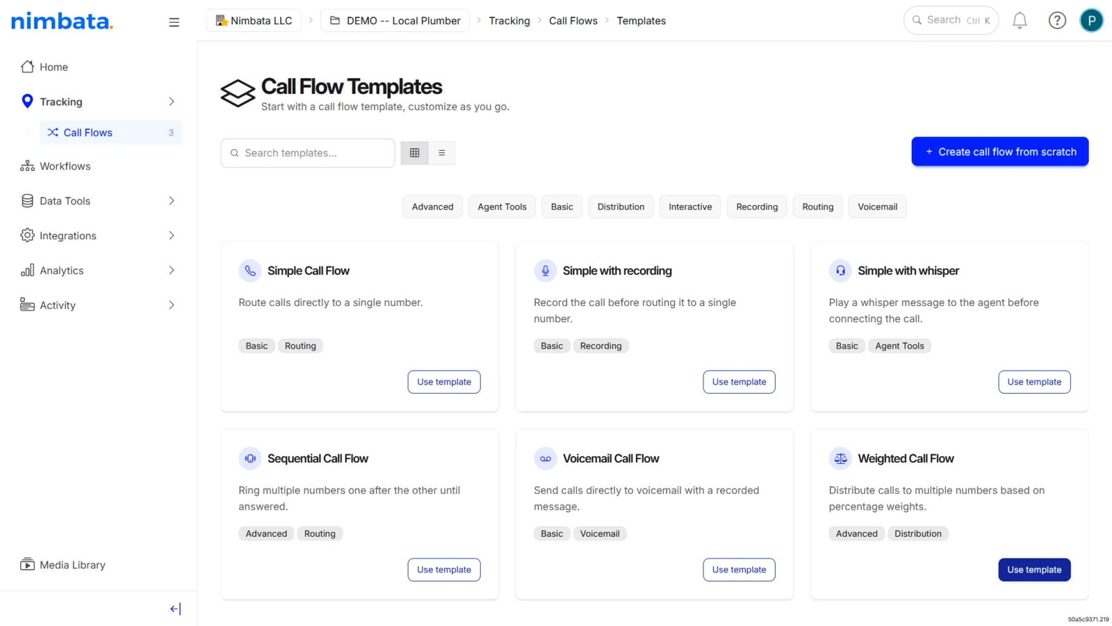 Use template on the Weighted Call Flow card.