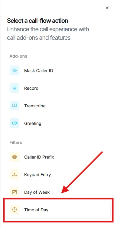 Select Time of Day from the Filters menu.