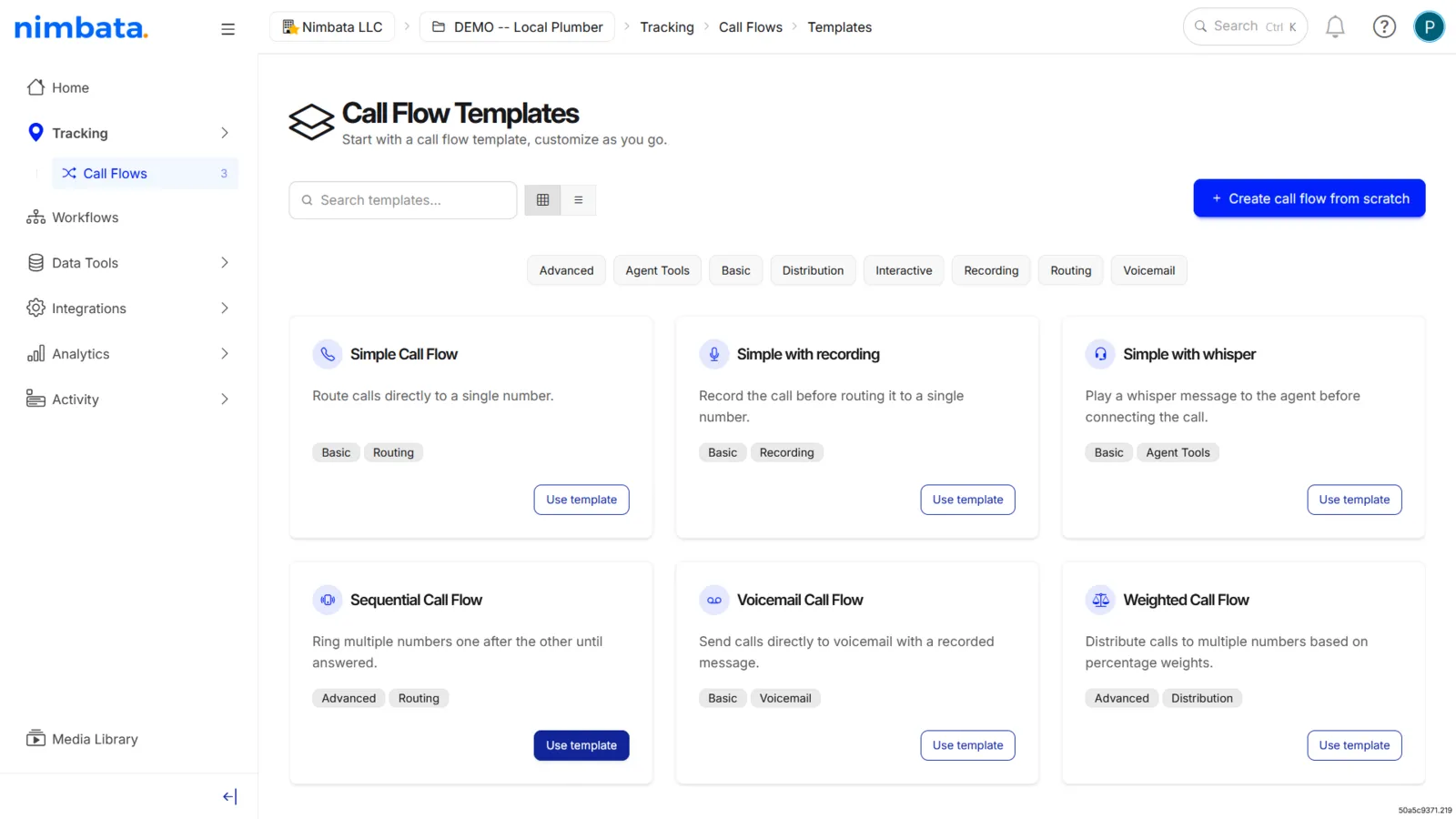 Use template on the Sequential Call Flow card.