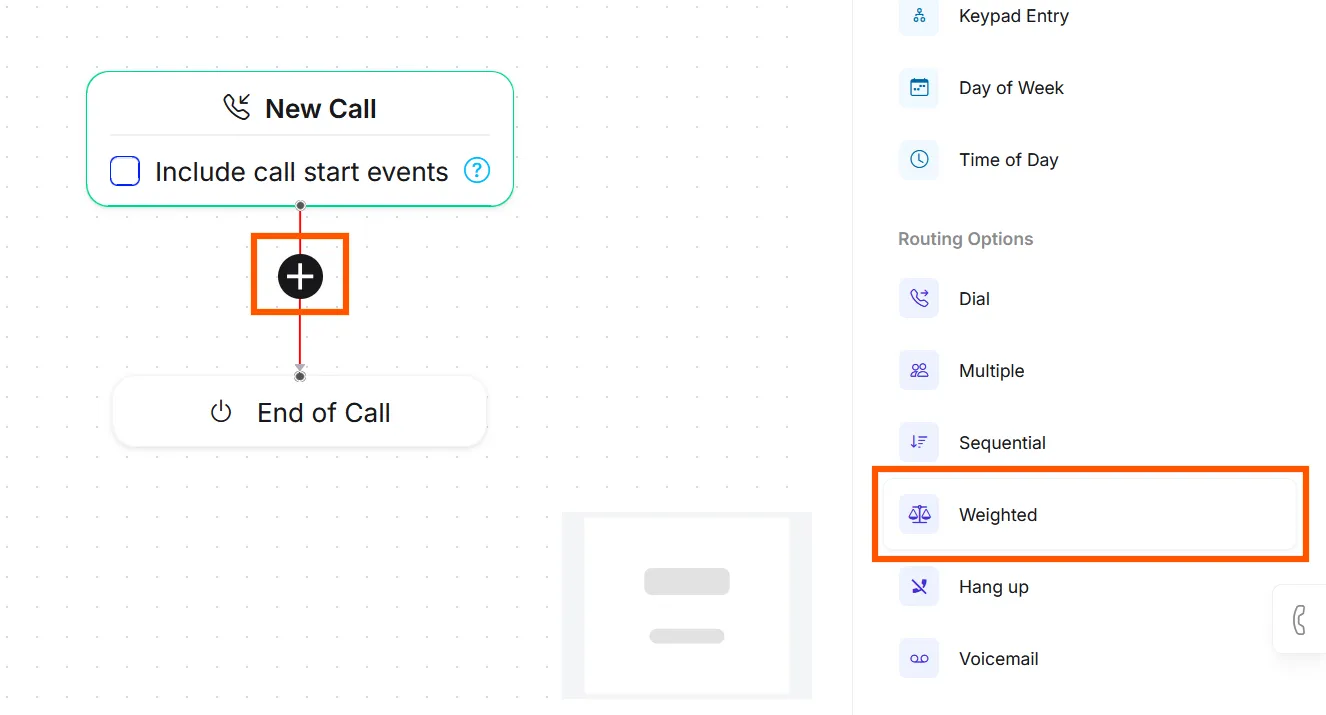 Select Weighted from the Routing Options menu.