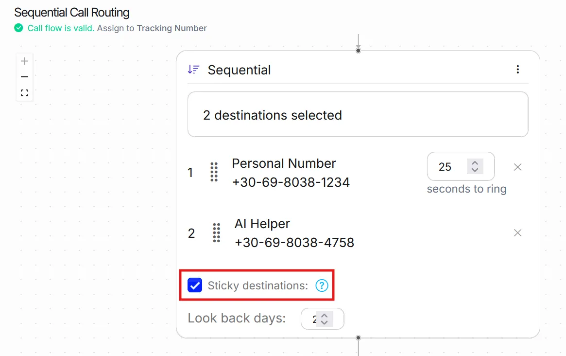 If Sticky Destinations are enabled, set how many days back the system should look.